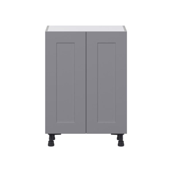 Willow Painted Slate Gray  Shaker Assembled Shallow Base Cabinet with 2 Full High Doors (24 in. W x 34.5 in. H x 14 in. D)