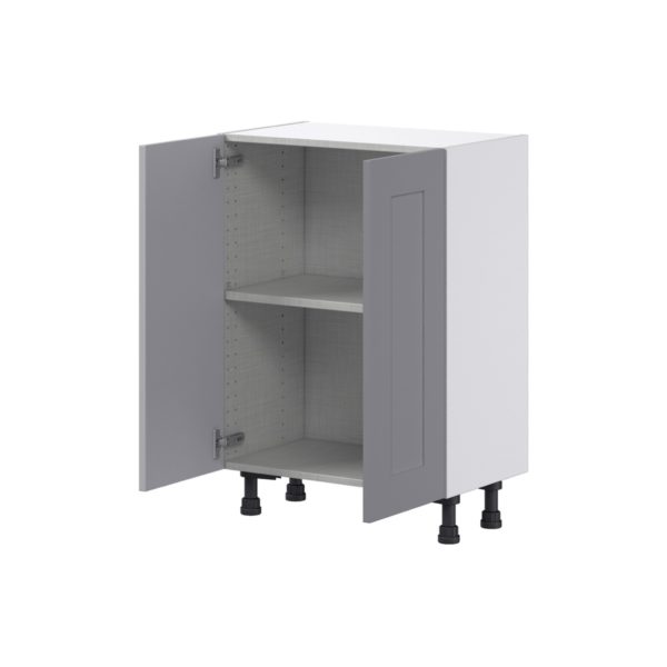 Willow Painted Slate Gray  Shaker Assembled Shallow Base Cabinet with 2 Full High Doors (24 in. W x 34.5 in. H x 14 in. D)