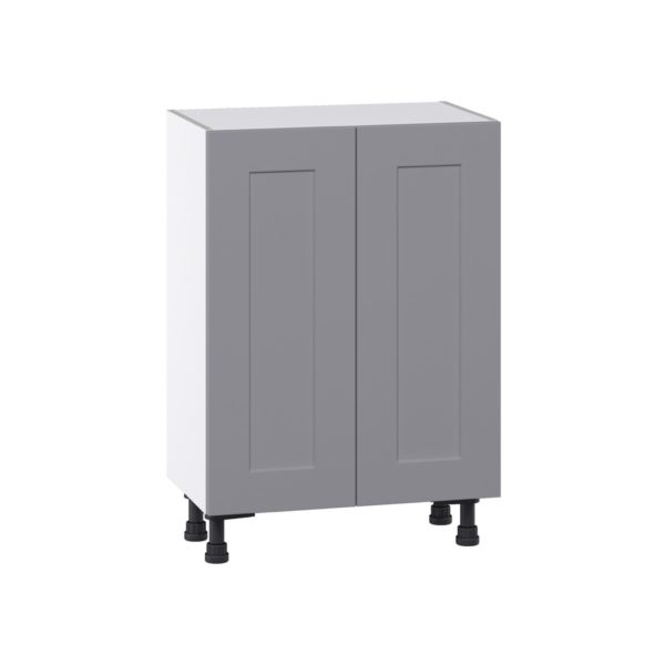 Willow Painted Slate Gray  Shaker Assembled Shallow Base Cabinet with 2 Full High Doors (24 in. W x 34.5 in. H x 14 in. D)