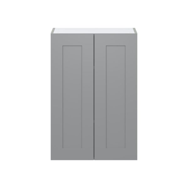 Willow Painted Slate Gray  Shaker Assembled Wall  Cabinet with 2 Full High Doors (24 in. W x 35 in. H x 14 in. D)