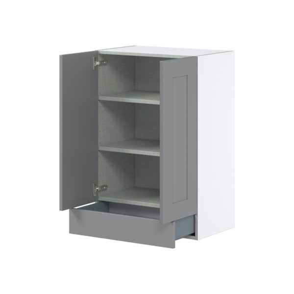 Willow Painted Slate Gray  Shaker Assembled Wall  Cabinet with 2 Doors and a 5 in. Drawer (24 in. W x 35 in. H x 14 in. D)