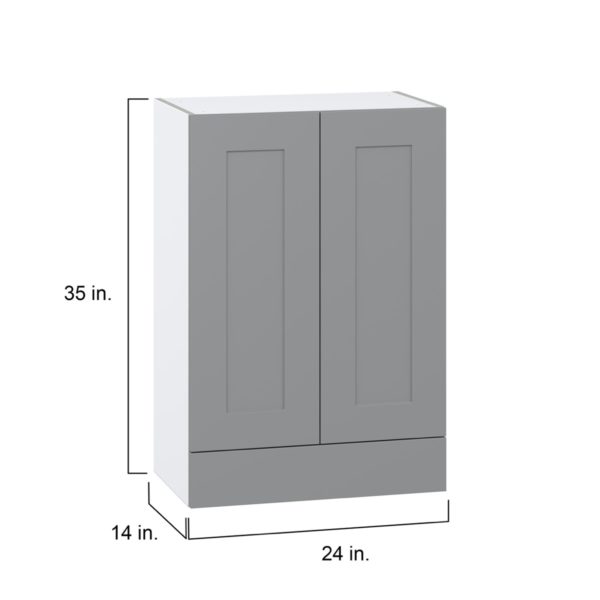 Willow Painted Slate Gray  Shaker Assembled Wall  Cabinet with 2 Doors and a 5 in. Drawer (24 in. W x 35 in. H x 14 in. D)