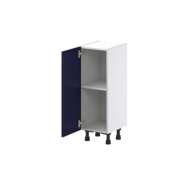 Camellia Painted Midnight Blue Recessed Assembled Shallow Base Cabinet with a Full High Door (12 in. W x 34.5 in. H x 14 in. D)