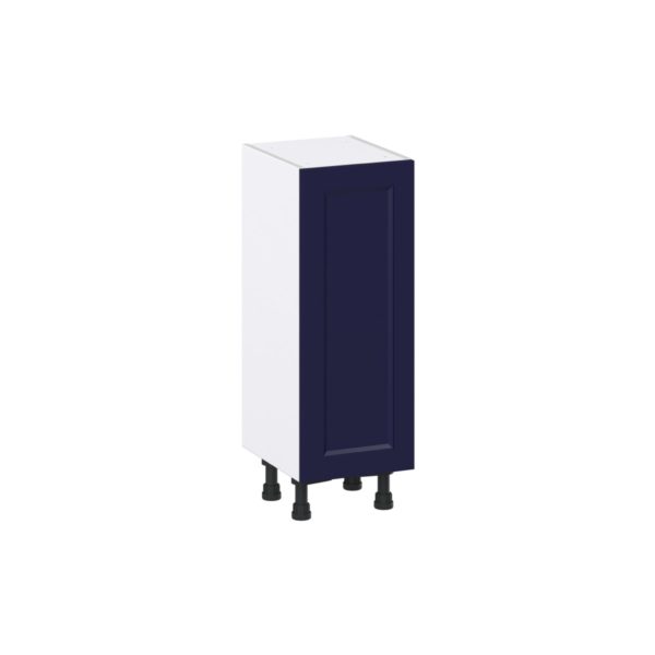 Camellia Painted Midnight Blue Recessed Assembled Shallow Base Cabinet with a Full High Door (12 in. W x 34.5 in. H x 14 in. D)