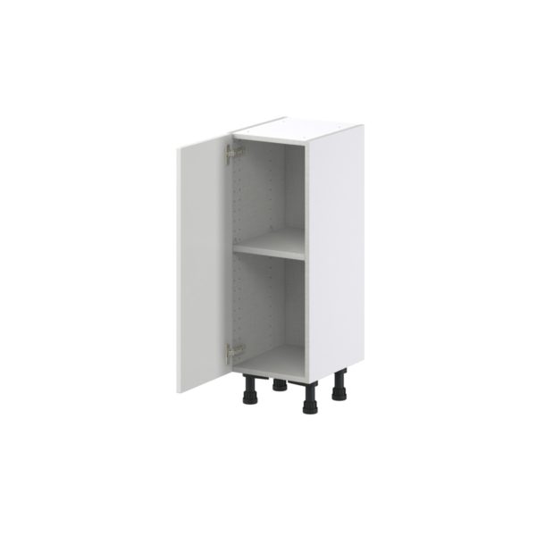 Magnolia Painted Bright White Recessed Assembled Shallow Base Cabinet with a Full High Door (12 in. W x 34.5 in. H x 14 in. D)