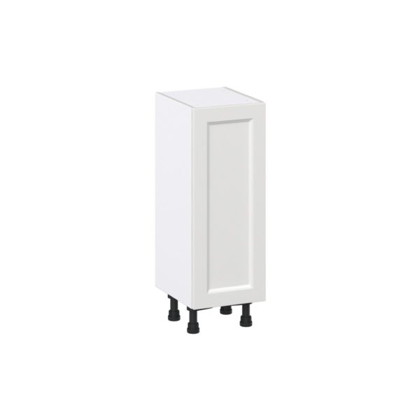 Magnolia Painted Bright White Recessed Assembled Shallow Base Cabinet with a Full High Door (12 in. W x 34.5 in. H x 14 in. D)