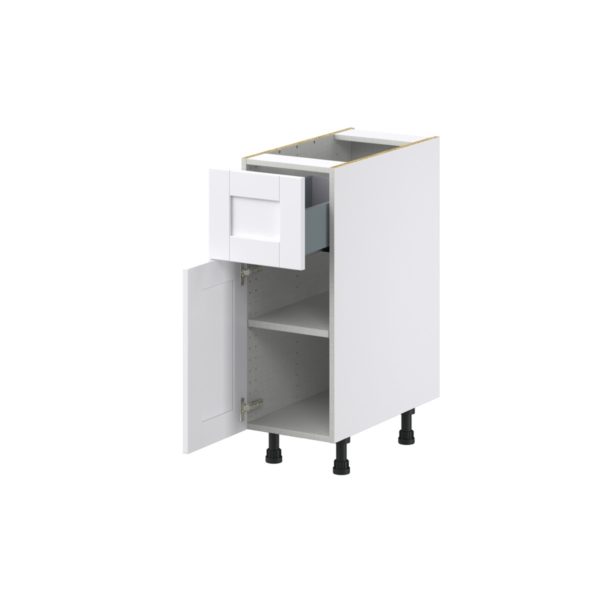 Dahlia Bright White  Shaker Assembled Base Cabinet with 1 Door and a 10 in. Drawer (12 in. W X 34.5 in. H X 24 in. D)