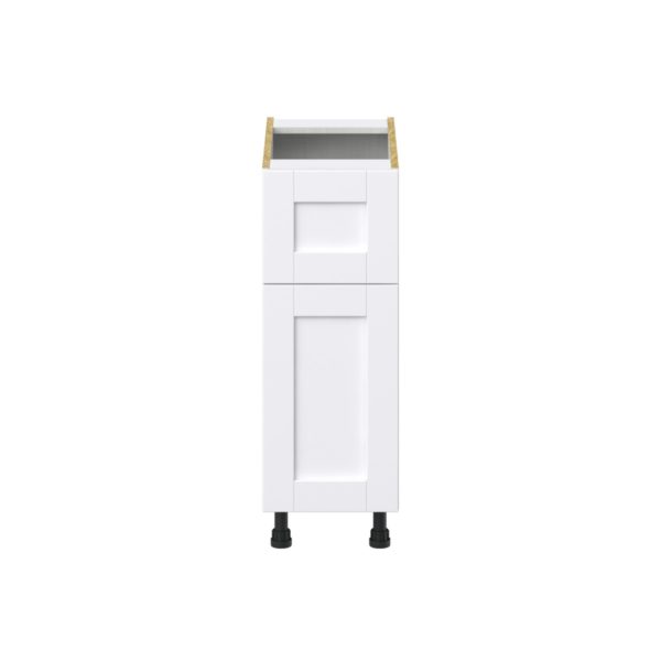 Dahlia Bright White  Shaker Assembled Base Cabinet with 1 Door and a 10 in. Drawer (12 in. W X 34.5 in. H X 24 in. D)