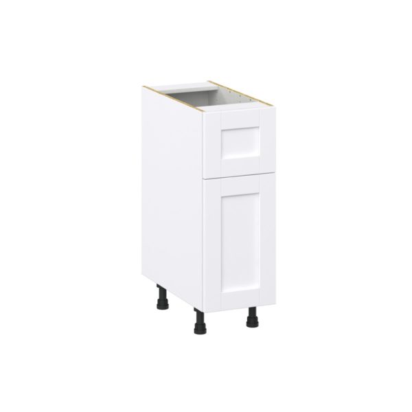 Dahlia Bright White  Shaker Assembled Base Cabinet with 1 Door and a 10 in. Drawer (12 in. W X 34.5 in. H X 24 in. D)