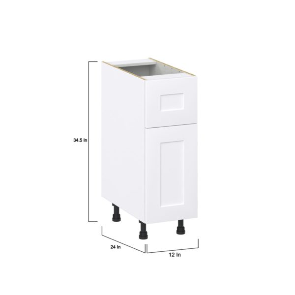 Jasmine Painted Warm White  Shaker Assembled Base Cabinet with 1 Door and a 10 in. Drawer (12 in. W X 34.5 in. H X 24 in. D)