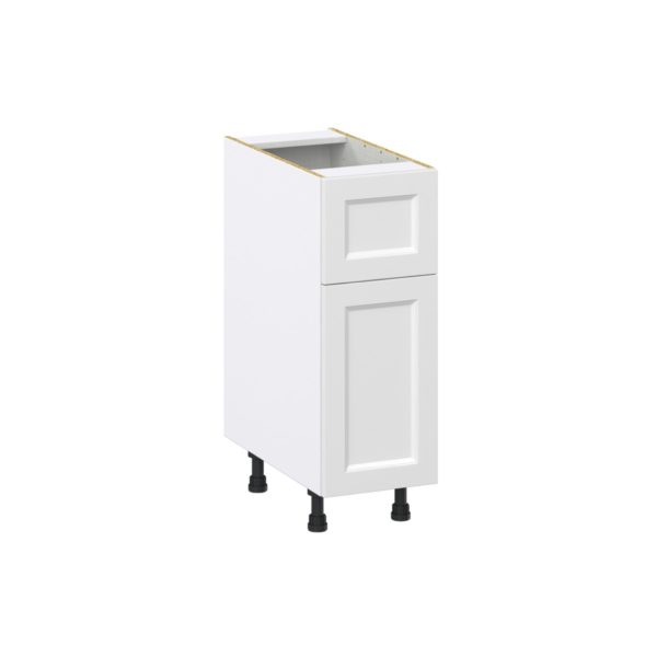 Magnolia Painted Bright White Recessed Assembled Base Cabinet with 1 Door and a 10 in. Drawer (12 in. W X 34.5 in. H X 24 in. D)