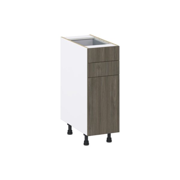 Cordyline Textured Slab Walnut Assembled Base Cabinet with 1 Door and Two 5 in. Drawers (12 in. W X 34.5 in. H X 24 in. D)