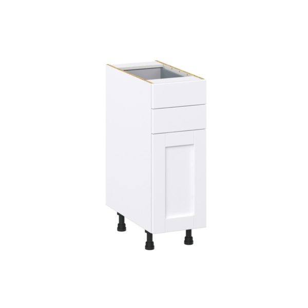 Dahlia Bright White  Shaker Assembled Base Cabinet with 1 Door and Two 5 in. Drawers (12 in. W X 34.5 in. H X 24 in. D)