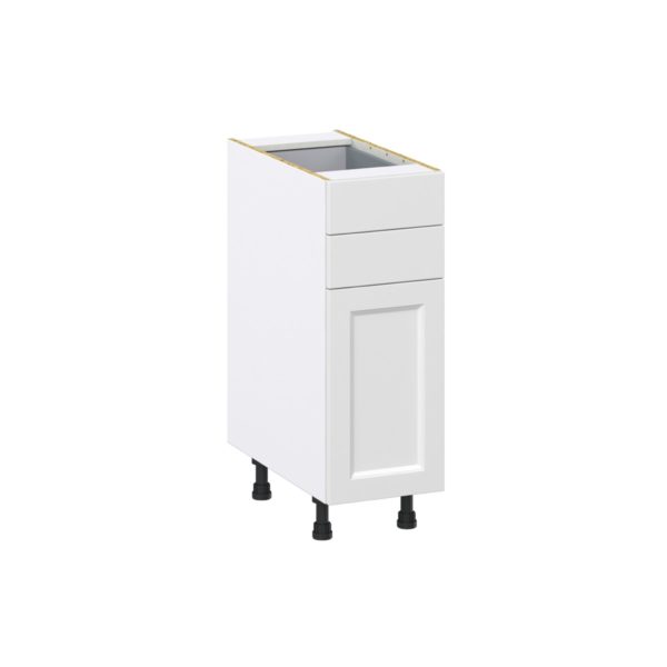 Magnolia Painted Bright White Recessed Assembled Base Cabinet with 1 Door and Two 5 in. Drawers (12 in. W X 34.5 in. H X 24 in. D)