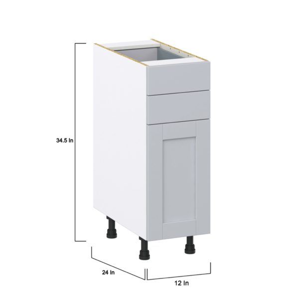 Sea Holly Light Gray  Shaker Assembled Base Cabinet with 1 Door and Two 5 in. Drawers (12 in. W X 34.5 in. H X 24 in. D)