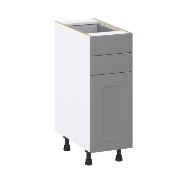 Willow Painted Slate Gray  Shaker Assembled Base Cabinet with 1 Door and Two 5 in. Drawers (12 in. W X 34.5 in. H X 24 in. D)