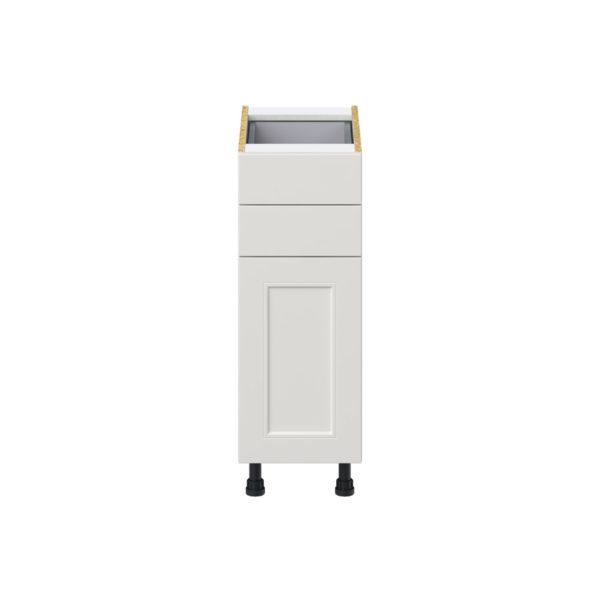 Wisteria Painted Light Gray Recessed Assembled Base Cabinet with 1 Door and Two 5 in. Drawers (12 in. W X 34.5 in. H X 24 in. D)