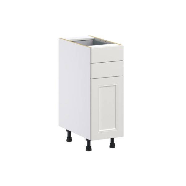 Wisteria Painted Light Gray Recessed Assembled Base Cabinet with 1 Door and Two 5 in. Drawers (12 in. W X 34.5 in. H X 24 in. D)