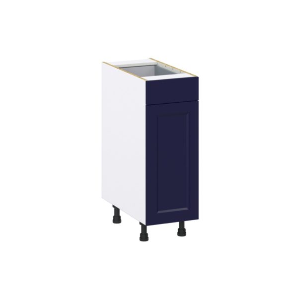 Camellia Painted Midnight Blue Recessed Assembled Base Cabinet with 1 Door and 1 Drawer (12 in. W X 34.5 in. H X 24 in. D)