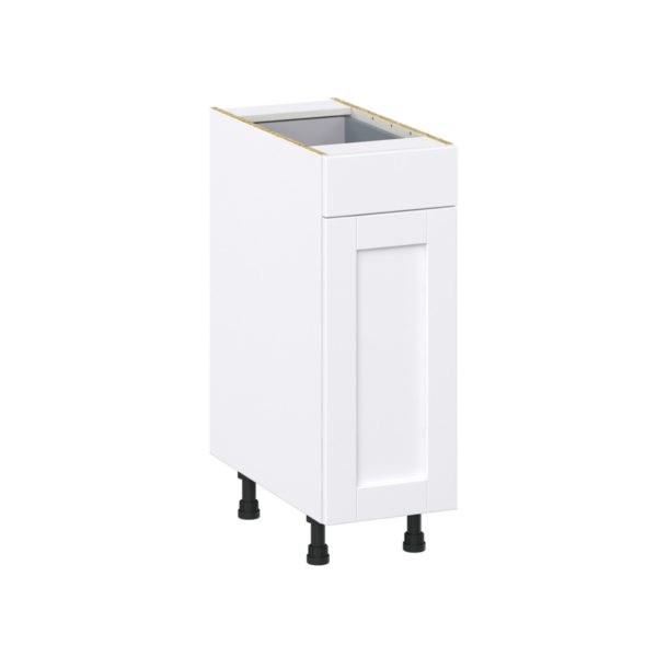 Dahlia Bright White  Shaker Assembled Base Cabinet with 1 Door and 1 Drawer (12 in. W X 34.5 in. H X 24 in. D)