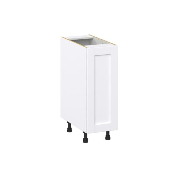 Dahlia Bright White  Shaker Assembled Base Cabinet with 1 Full High Door and 3 Inner Drawers (12 in. W X 34.5 in. H X 24 in. D)