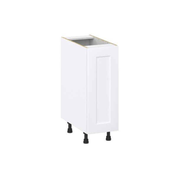 Jasmine Painted Warm White  Shaker Assembled Base Cabinet with 1 Full High Door and 3 Inner Drawers (12 in. W X 34.5 in. H X 24 in. D)