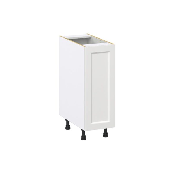 Magnolia Painted Bright White Recessed Assembled Base Cabinet with 1 Full High Door and 3 Inner Drawers (12 in. W X 34.5 in. H X 24 in. D)