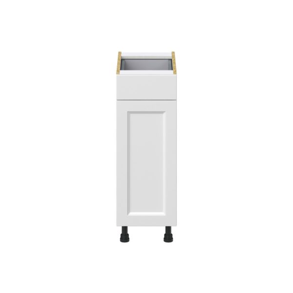 Magnolia Painted Bright White Recessed Assembled Base Cabinet with 1 Door and 1 Drawer (12 in. W X 34.5 in. H X 24 in. D)