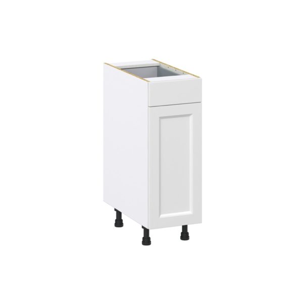 Magnolia Painted Bright White Recessed Assembled Base Cabinet with 1 Door and 1 Drawer (12 in. W X 34.5 in. H X 24 in. D)