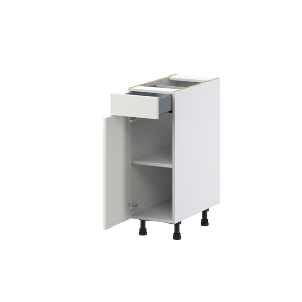 Wisteria Painted Light Gray Recessed Assembled Base Cabinet with 1 Door and 1 Drawer (12 in. W X 34.5 in. H X 24 in. D)