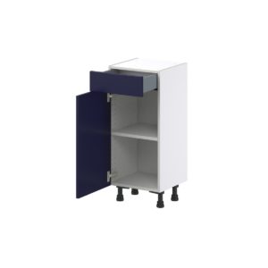 Camellia Painted Midnight Blue Recessed Assembled Shallow Base Cabinet with 1 Door and 1 Drawer (15 in. W x 34.5 in. H x 14 in. D)