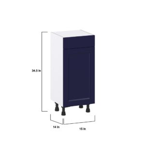 Camellia Painted Midnight Blue Recessed Assembled Shallow Base Cabinet with 1 Door and 1 Drawer (15 in. W x 34.5 in. H x 14 in. D)