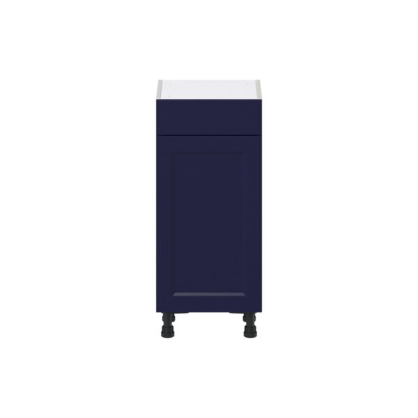 Camellia Painted Midnight Blue Recessed Assembled Shallow Base Cabinet with 1 Door and 1 Drawer (15 in. W x 34.5 in. H x 14 in. D)