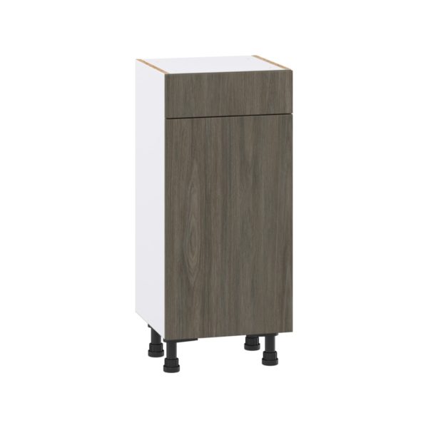 Cordyline Textured Slab Walnut Assembled Shallow Base Cabinet with 1 Door and 1 Drawer (15 in. W x 34.5 in. H x 14 in. D)