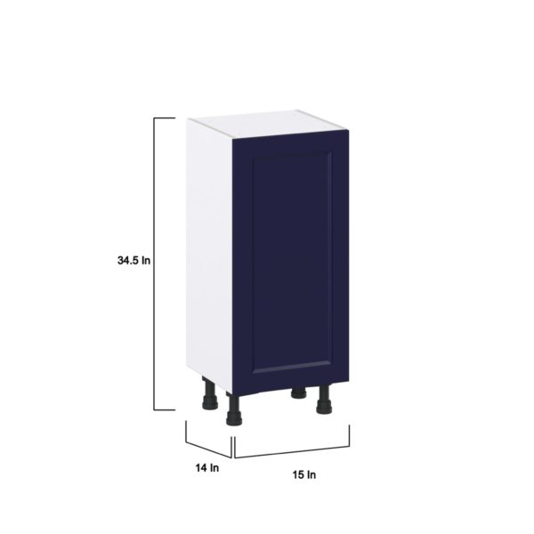 Camellia Painted Midnight Blue Recessed Assembled Shallow Base Cabinet with a Full High Door (15 in. W x 34.5 in. H x 14 in. D)