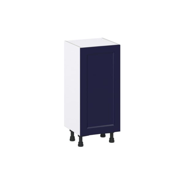 Camellia Painted Midnight Blue Recessed Assembled Shallow Base Cabinet with a Full High Door (15 in. W x 34.5 in. H x 14 in. D)