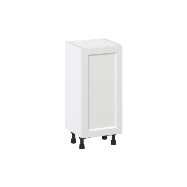 Magnolia Painted Bright White Recessed Assembled Shallow Base Cabinet with a Full High Door and 3 Inner Drawers (15 in. W x 34.5 in. H x 14 in. D)