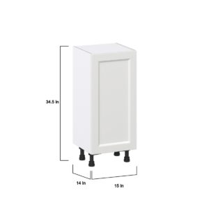 Magnolia Painted Bright White Recessed Assembled Shallow Base Cabinet with a Full High Door (15 in. W x 34.5 in. H x 14 in. D)