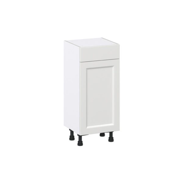 Magnolia Painted Bright White Recessed Assembled Shallow Base Cabinet with 1 Door and 1 Drawer (15 in. W x 34.5 in. H x 14 in. D)