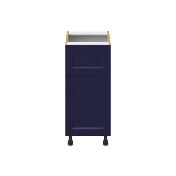 Camellia Painted Midnight Blue Recessed Assembled Base Cabinet with 1 Door and 10 in. Drawer (15 in. W x 34.5 in. H x 24 in. D)