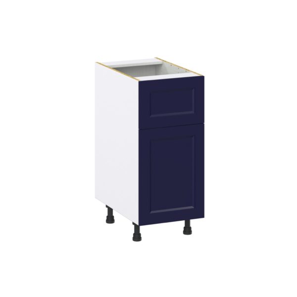 Camellia Painted Midnight Blue Recessed Assembled Base Cabinet with 1 Door and 10 in. Drawer (15 in. W x 34.5 in. H x 24 in. D)