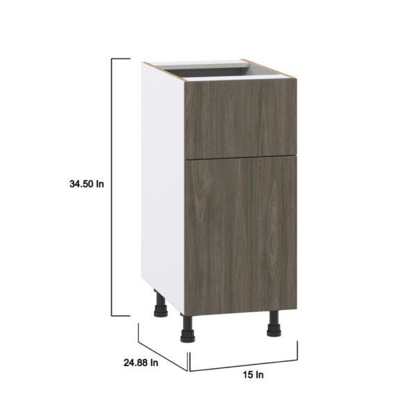 Cordyline Textured Slab Walnut Assembled Base Cabinet with 1 Door and 10 in. Drawer (15 in. W x 34.5 in. H x 24 in. D)