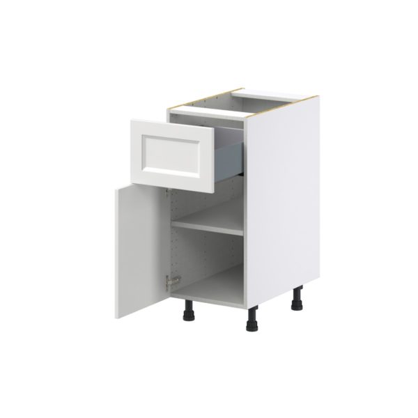 Magnolia Painted Bright White Recessed Assembled Base Cabinet with 1 Door and 10 in. Drawer (15 in. W x 34.5 in. H x 24 in. D)