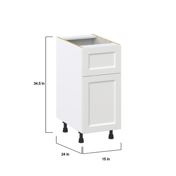 Magnolia Painted Bright White Recessed Assembled Base Cabinet with 1 Door and 10 in. Drawer (15 in. W x 34.5 in. H x 24 in. D)