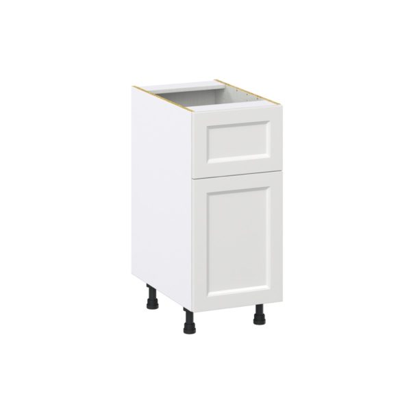 Magnolia Painted Bright White Recessed Assembled Base Cabinet with 1 Door and 10 in. Drawer (15 in. W x 34.5 in. H x 24 in. D)