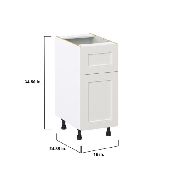 Wisteria Painted Light Gray Recessed Assembled Base Cabinet with 1 Door and 10 in. Drawer (15 in. W x 34.5 in. H x 24 in. D)