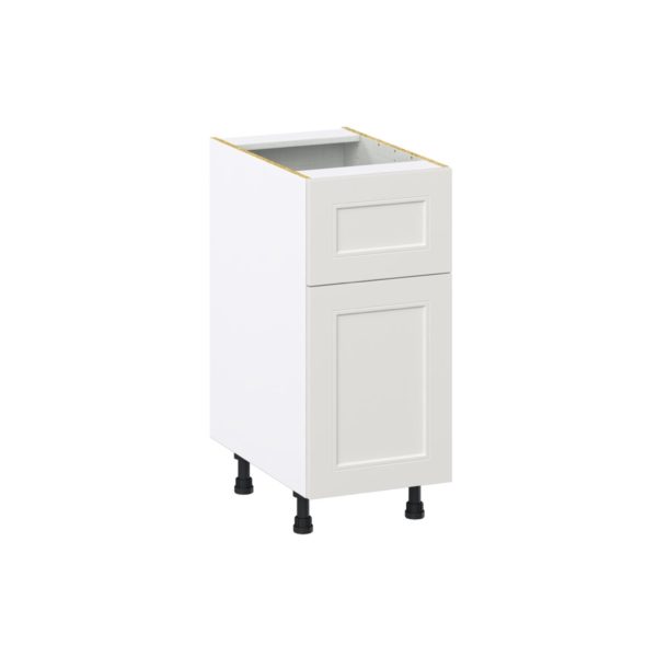 Wisteria Painted Light Gray Recessed Assembled Base Cabinet with 1 Door and 10 in. Drawer (15 in. W x 34.5 in. H x 24 in. D)