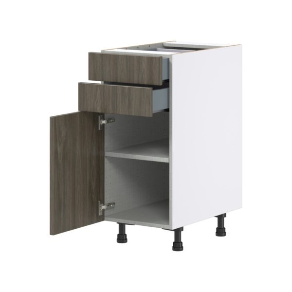 Cordyline Textured Slab Walnut Assembled Base Cabinet with 1 Door and Two 5 in. Drawers (15 in. W x 34.5 in. H x 24 in. D)