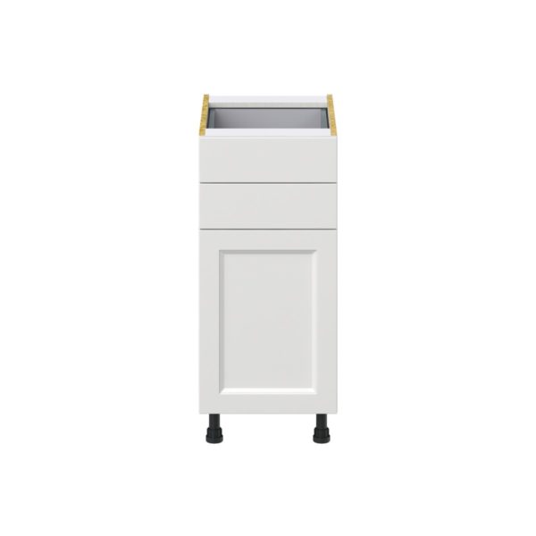 Magnolia Painted Bright White Recessed Assembled Base Cabinet with 1 Door and Two 5 in. Drawers (15 in. W x 34.5 in. H x 24 in. D)