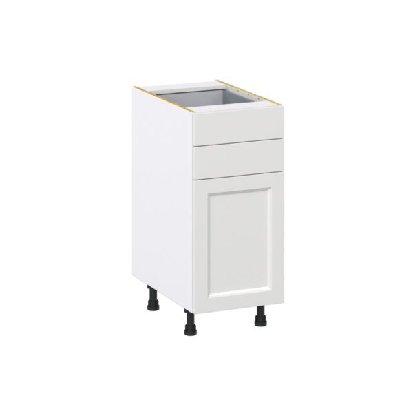 Magnolia Painted Bright White Recessed Assembled Base Cabinet with 1 Door and Two 5 in. Drawers (15 in. W x 34.5 in. H x 24 in. D)